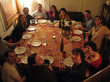 Later, the happy guests enjoy the emergency table