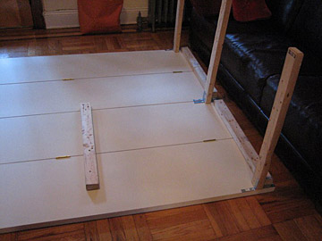 One night, SND oversold, so Peter built an extra table out of closet doors